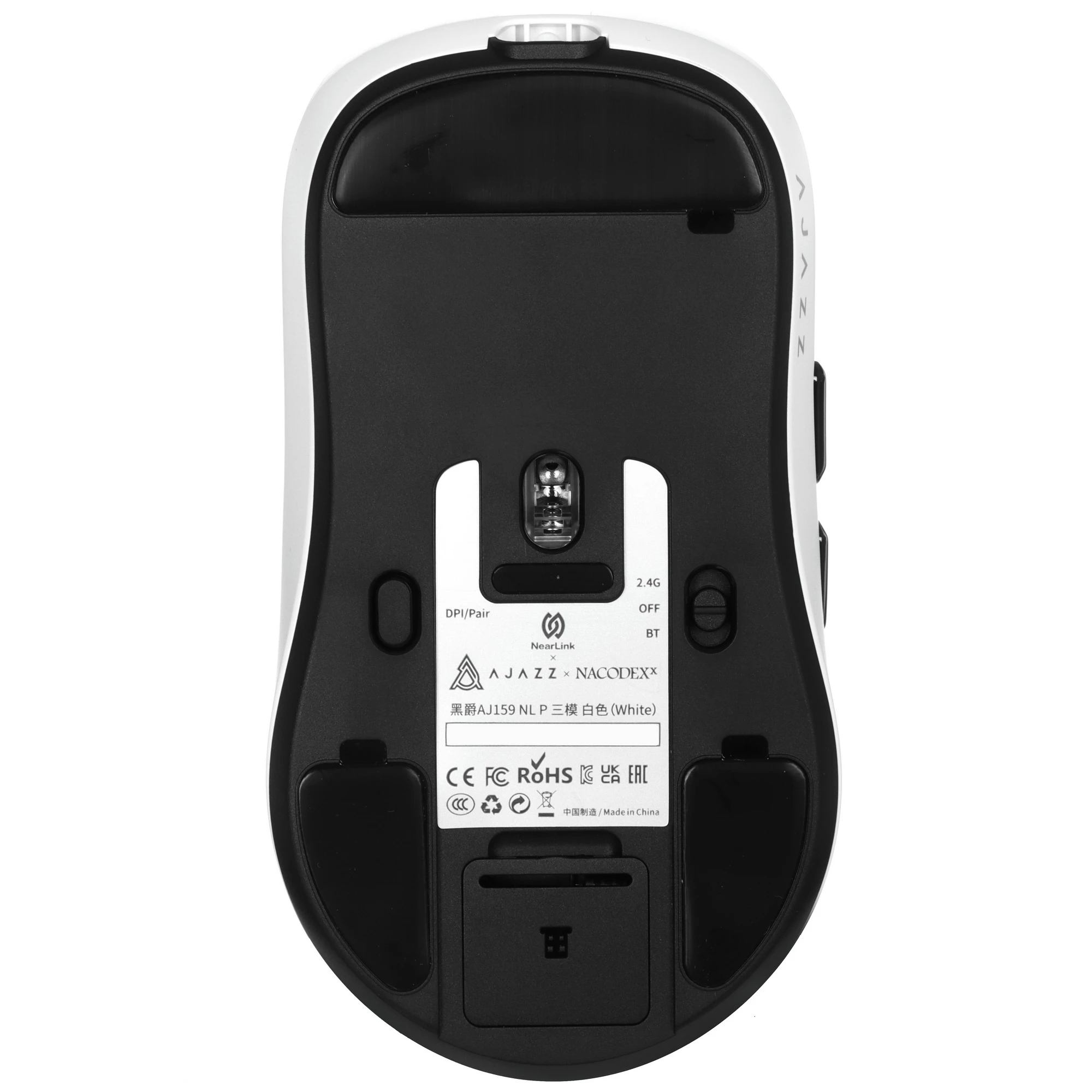 Мышь Ajazz AJ159 NLP (AJ159 NLP WHITE) [беспроводная, светодиодная, 26000 DPI, 1000 Гц, белая]
