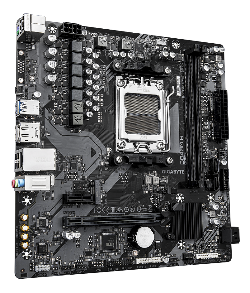 Материнская плата Gigabyte B840M H [AM5, AMD B840, 2xDDR 5, 1xM.2, 1xPCI-E x16, Micro-ATX]
