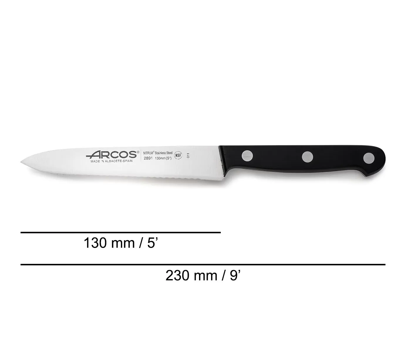 Нож Arcos Universal Kitchen (289104), для томатов, 130мм, черный