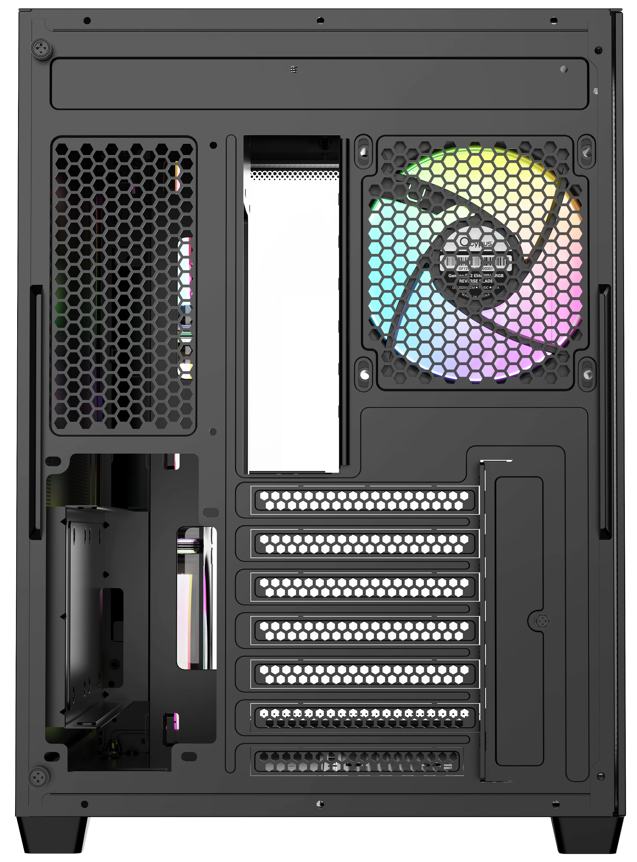 Корпус Ocypus Iota C70 Curve (Iota-C70-BKD400CD-GL) [Midi Tower, 4 x 120 мм ARGB, черный]