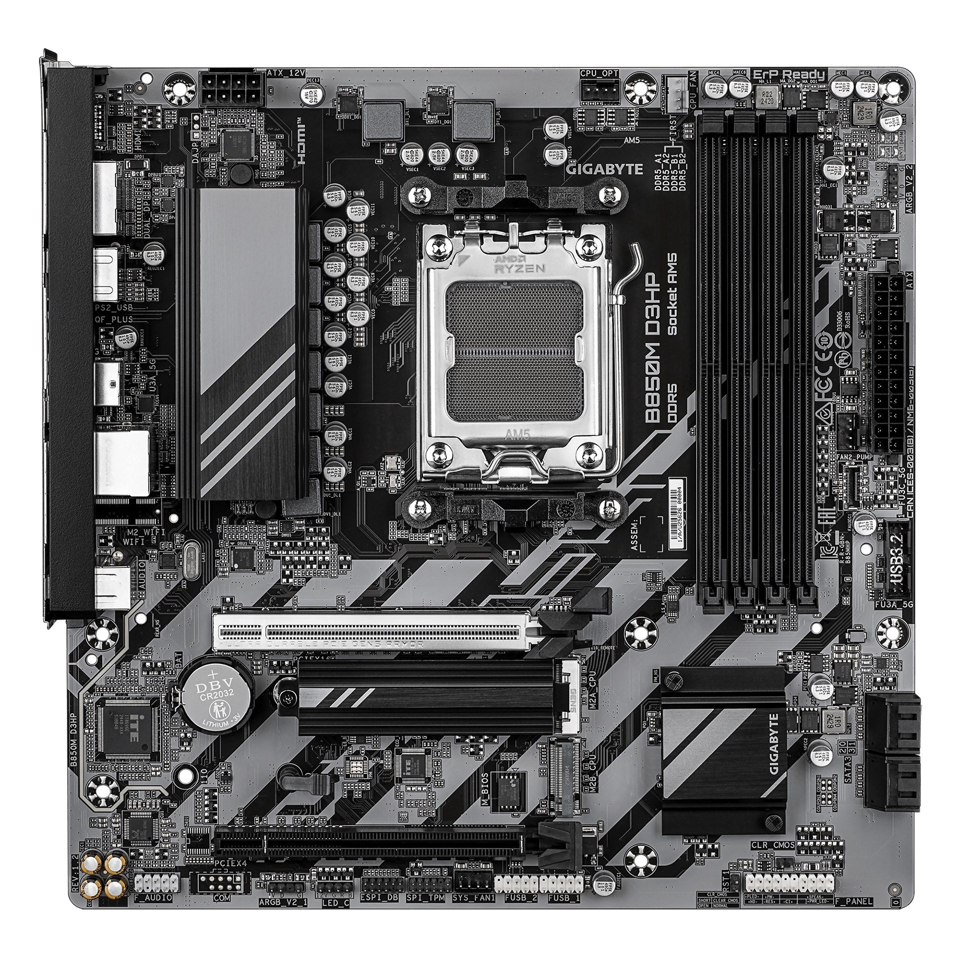 Материнская плата Gigabyte B850M D3HP Rev.1.2 [AM5, AMD B850, 4xDDR 5, 2xM.2, 2xPCI-E x16, Micro-ATX]