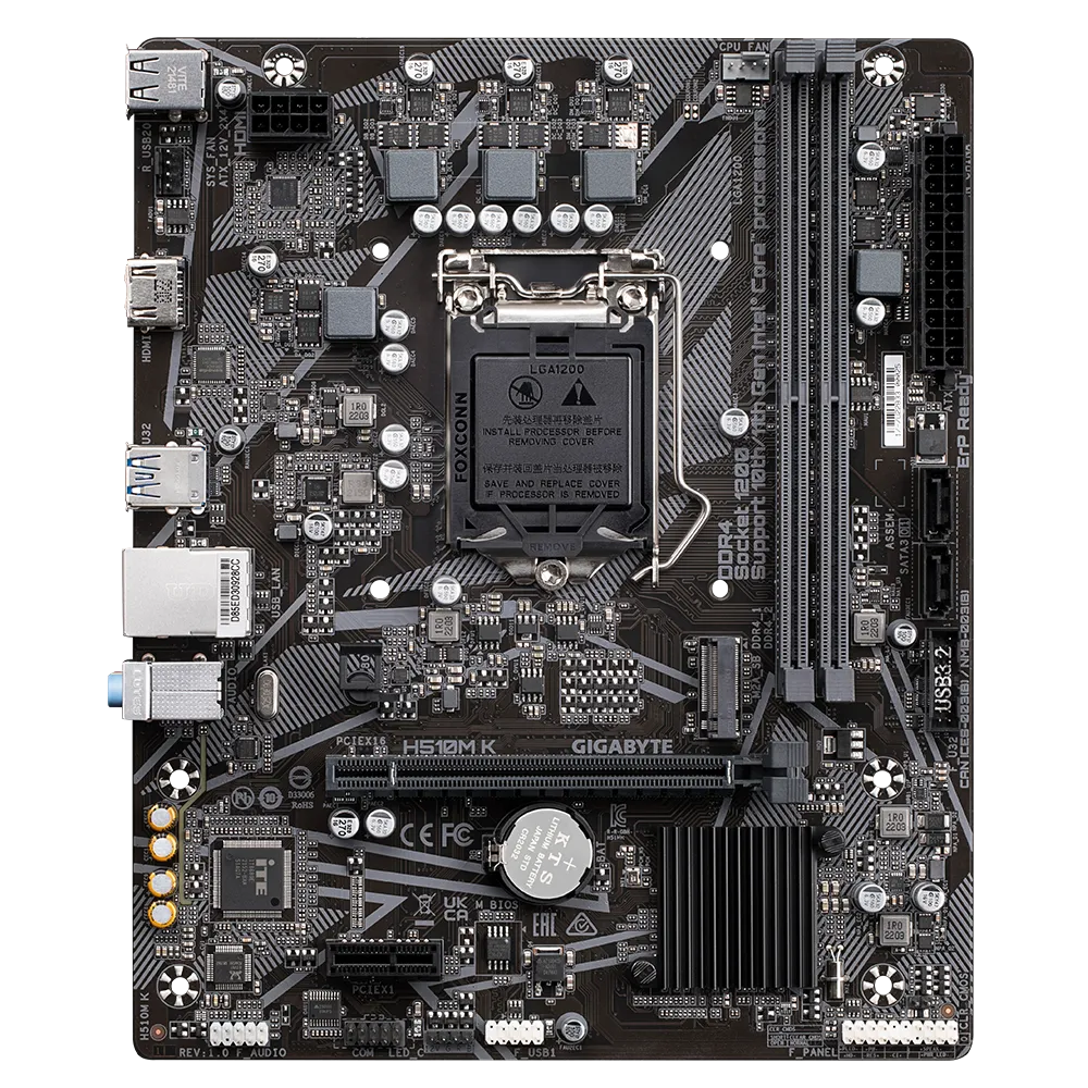 Материнская плата Gigabyte H510M K [LGA 1200, Intel H510, 2xDDR 4, 1xM.2,  1xPCI-E x16, Micro-ATX] - купить в Forcecom.kz