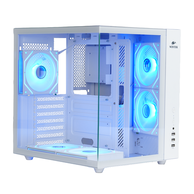 Корпус Wintek Cube Pro V909-W TG [Midi Tower, 5х 120 мм ARGB, белый]