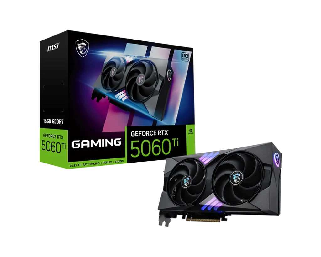 Видеокарта MSI GeForce RTX 5060 Ti 16G GAMING OC (G506T-16GC) [16 ГБ, GDDR7, 128 бит, HDMI, DisplayPort (3 шт)]