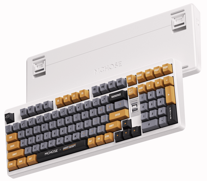 Клавиатура MCHOSE UT98 (UT98-4) [механическая, проводная + беспроводная, RGB подсветка, Icy Creamsicle Switch, коричневая]