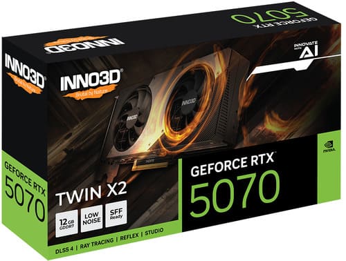 Видеокарта Inno3D GeForce RTX5070 TWIN X2 (N50702-12D7-195064N) [12 ГБ, GDDR7, 192 бит, HDMI, DisplayPort (3 шт)]
