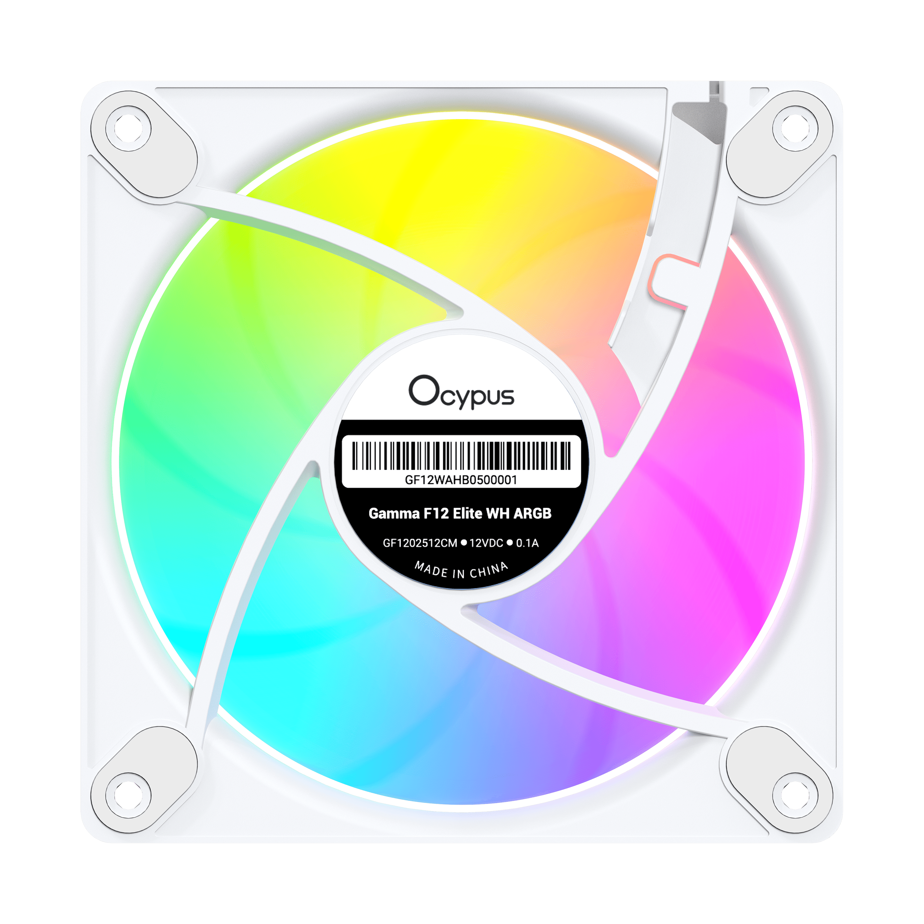 Вентилятор для корпуса Ocypus Gamma F12 Elite WH ARGB [120 x 120 мм, 1800 об/мин, 56 CFM, 26 дБ, PWM]