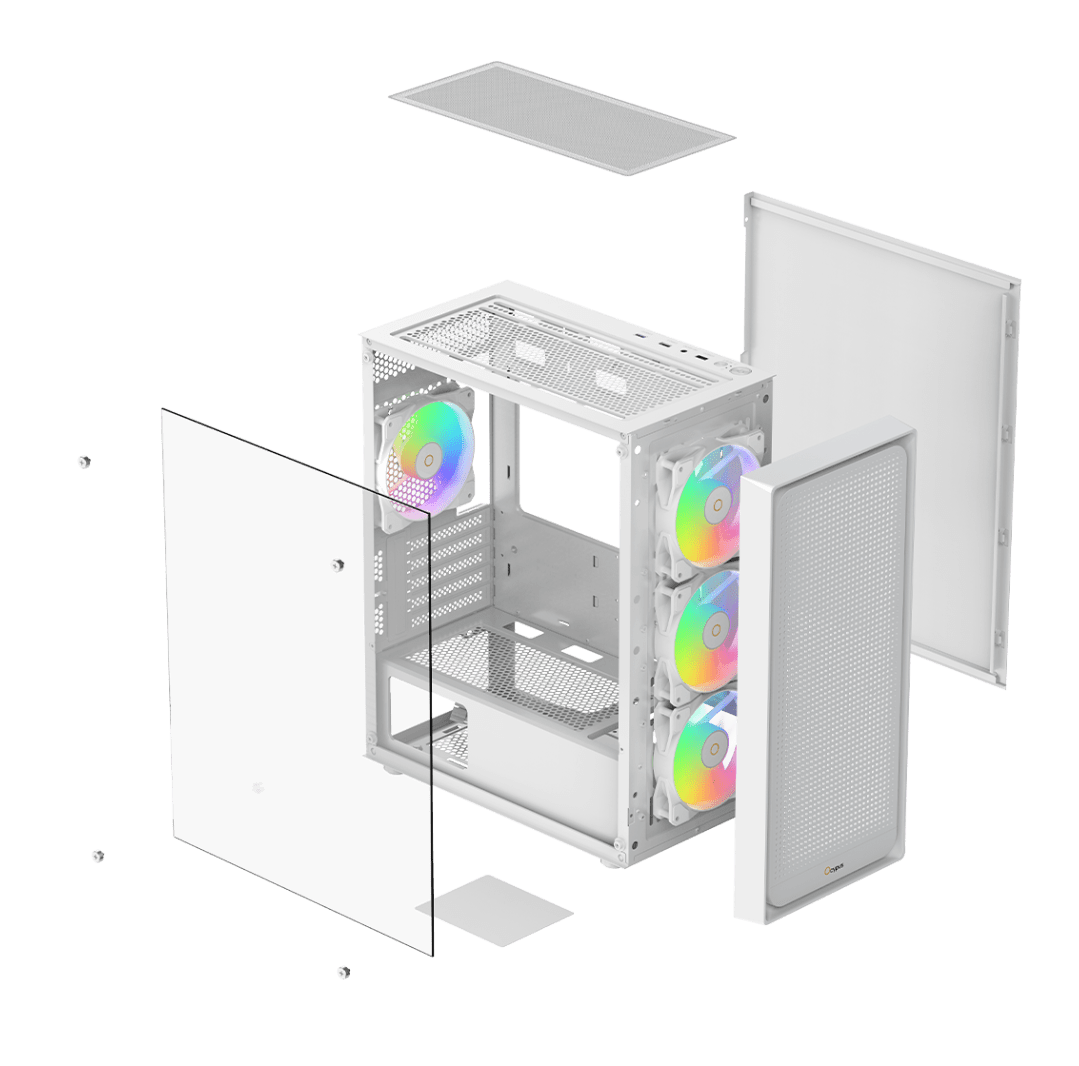 Корпус Ocypus Gamma C50 WH ARGB (Gamma-C50-WHG400XX-GL) [Mini Tower, 4 x 120 мм, белый]