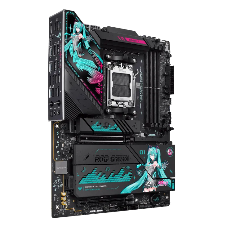 Материнская плата Asus ROG STRIX X870E-H GAMING WIFI7 HATSUNE MIKU EDITION (90MB1MA0-M0EA) [AM5, AMD X870E, 4xDDR 5, 4xM.2, 2xPCI-E x16, Standard-ATX]