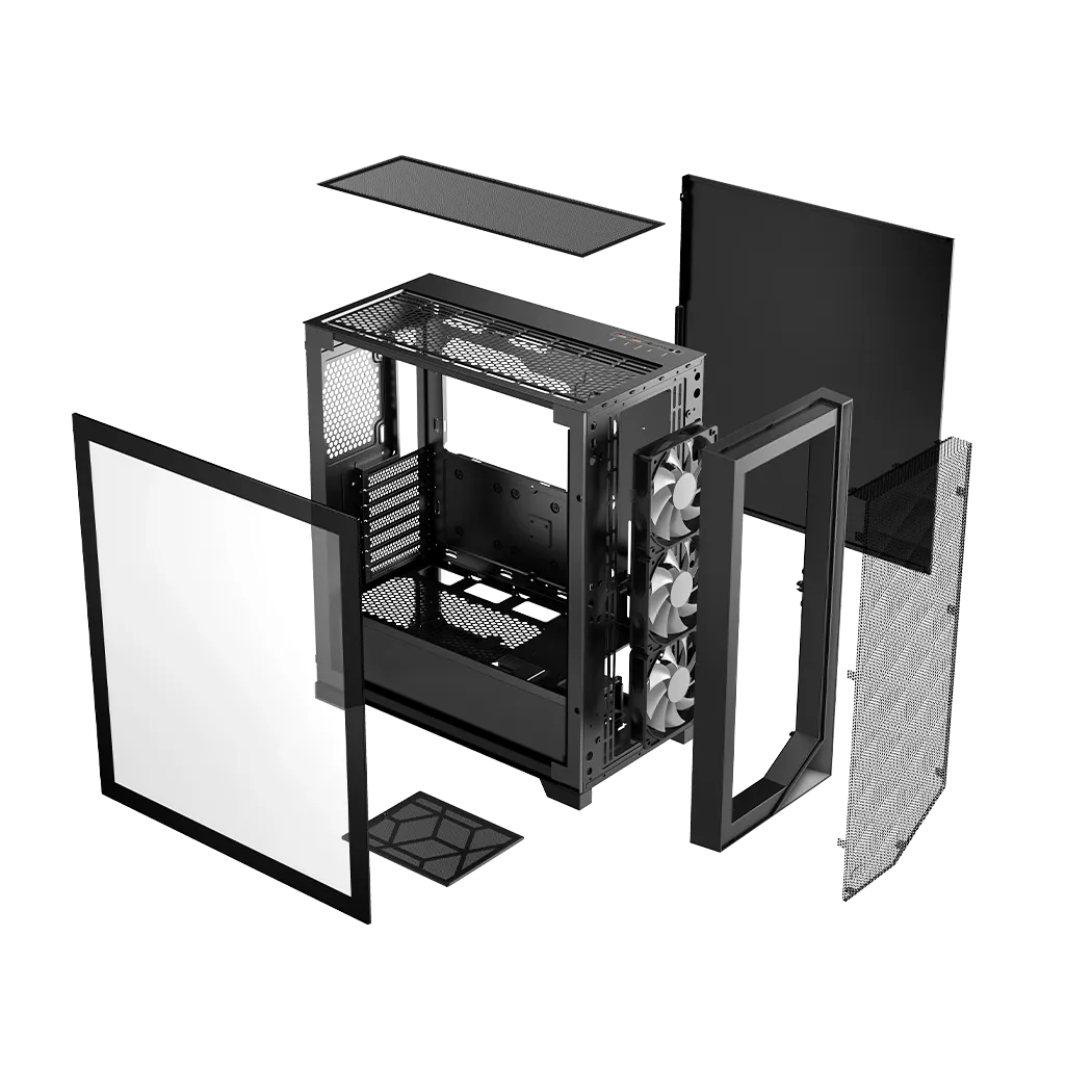 Корпус PCCooler C3D510 BK ARGB (C3D510-BKP0-GL) [Midi Tower, 120 мм х3 ARGB, черный]