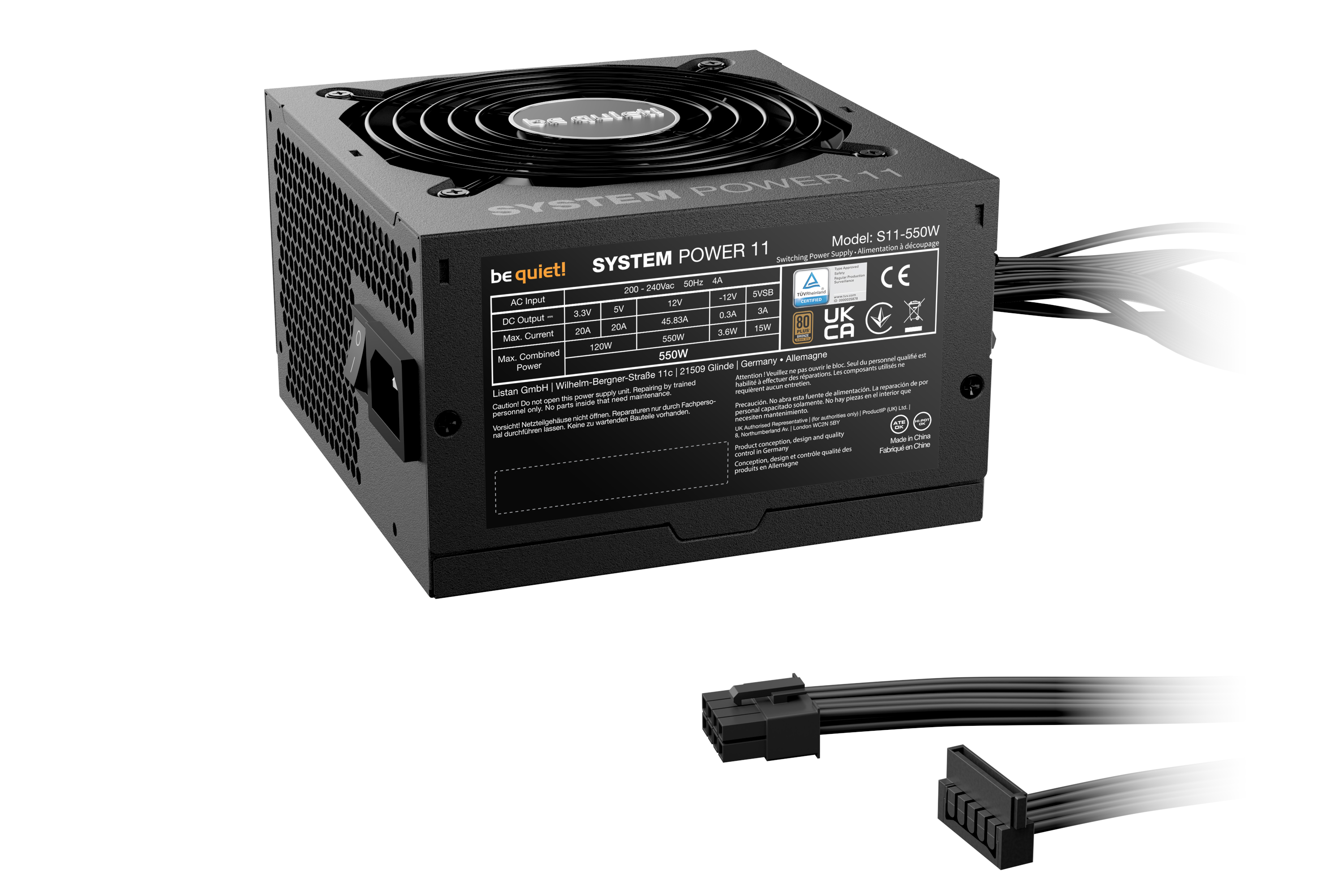 Блок питания Be quiet! System Power 11 550W (BP010EU) [550 Вт, 80 PLUS Bronze, 5x SATA, 2 x 6+2 pin PCIe, 1x 4 pin, 1x 4+4 pin CPU, EPS12V, ATX]