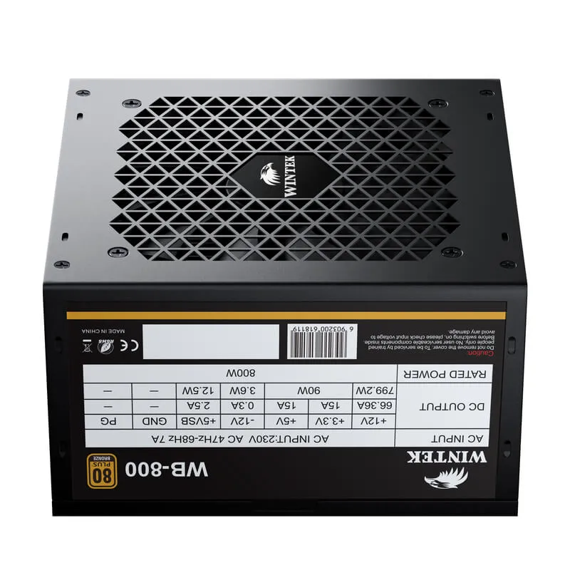 Блок питания Wintek WB-800 [800 Вт, 80 PLUS Bronze, 6x SATA, 2 x 6+2 pin PCIe, 2x 4+4 pin CPU, ATX]