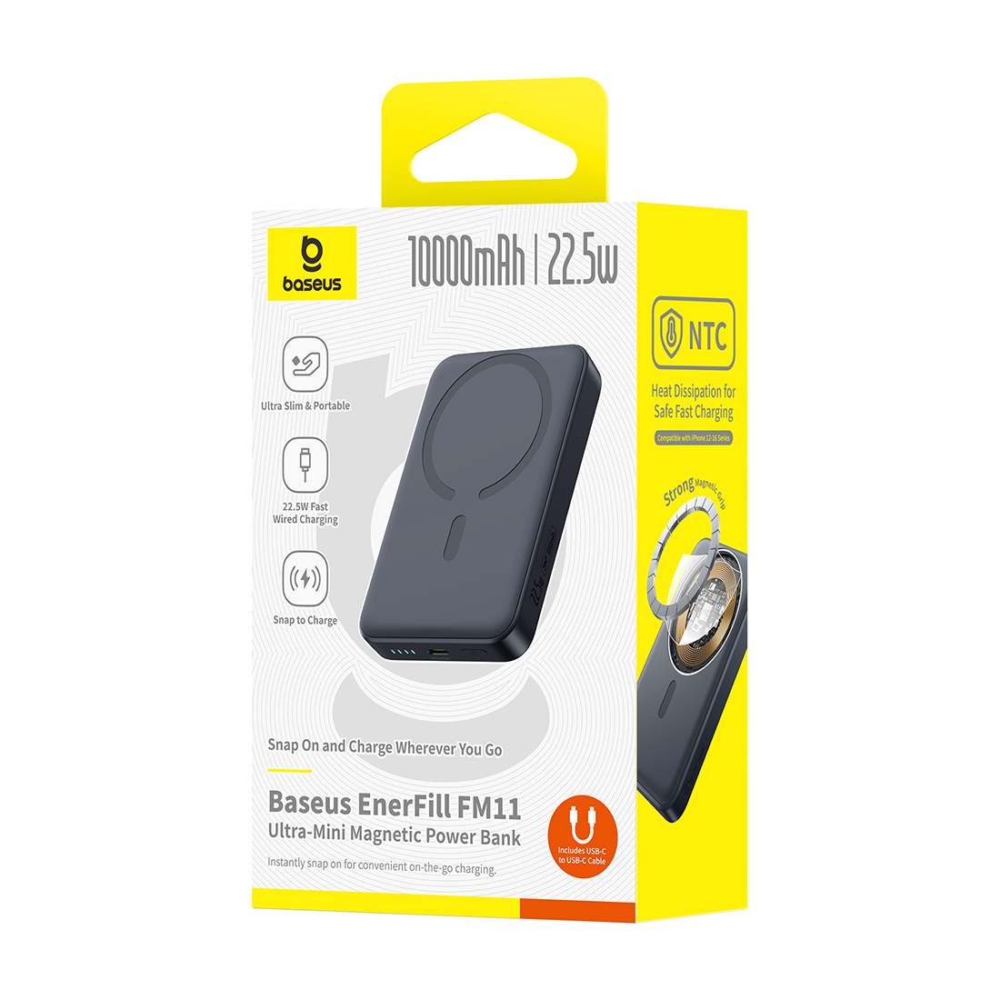 Портативный внешний аккумулятор, Baseus, EnerFill FM11 Ultra-Mini, (P1008210E123-00), 10000mAh, 22.5W, Черный