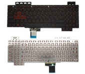 Клавиатура для ноутбука Asus TUF Gaming FX504/ FX505/ FX705, красная подсветка, без рамки, черная