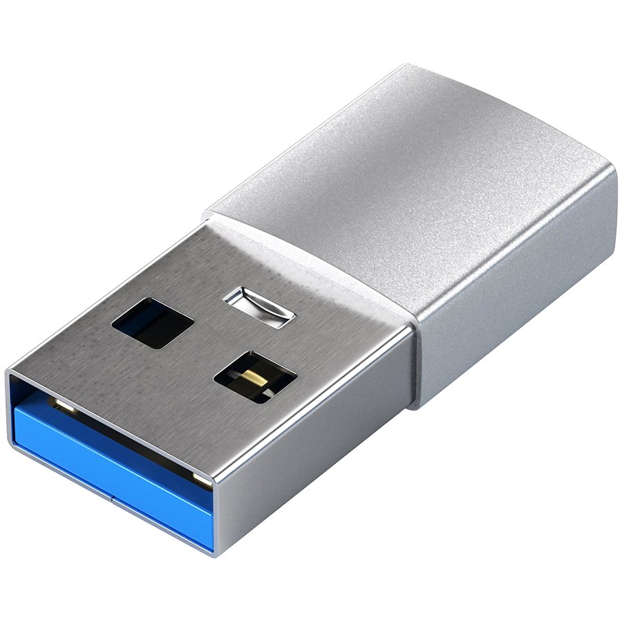 Адаптер с USB-C на USB SATECHI Type-A to Type-C Адаптер (USB Тип A (Папа) - USB Тип C (Мама), USB 3.0) Серебристый