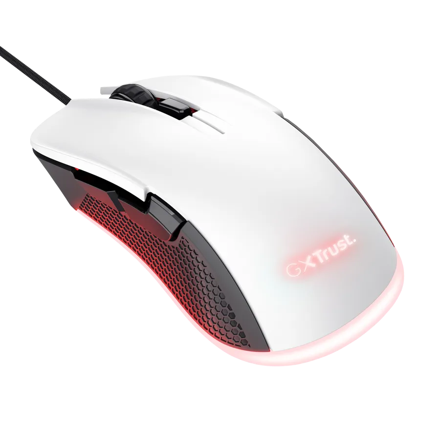 Мышь Trust GXT 922W YBAR (24730) [проводная, светодиодная, 7200 DPI, 1000 Гц, подсветка, белый]