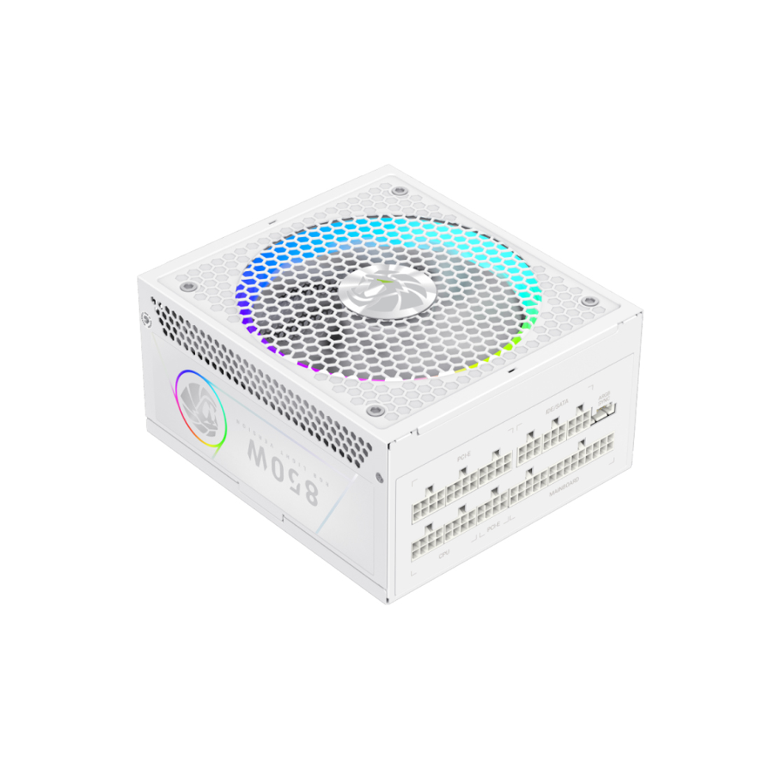 Блок питания GameMax RGB 850G WH (2141-0850B0021) [850 Вт, 80 PLUS Gold, 8x SATA, 3 x 6+2 pin PCIe, 2x 4+4 pin CPU, ATX]