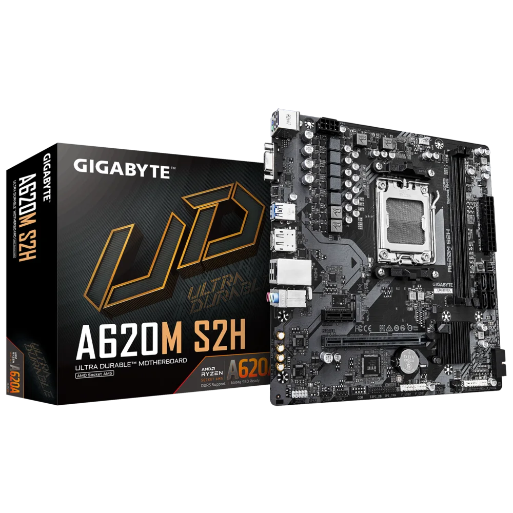 Материнская плата Gigabyte A620M S2H (A620M S2H 2.0) [AM5, AMD A620, 2xDDR 5, 1xM.2, 1xPCI-E x16, Micro-ATX]