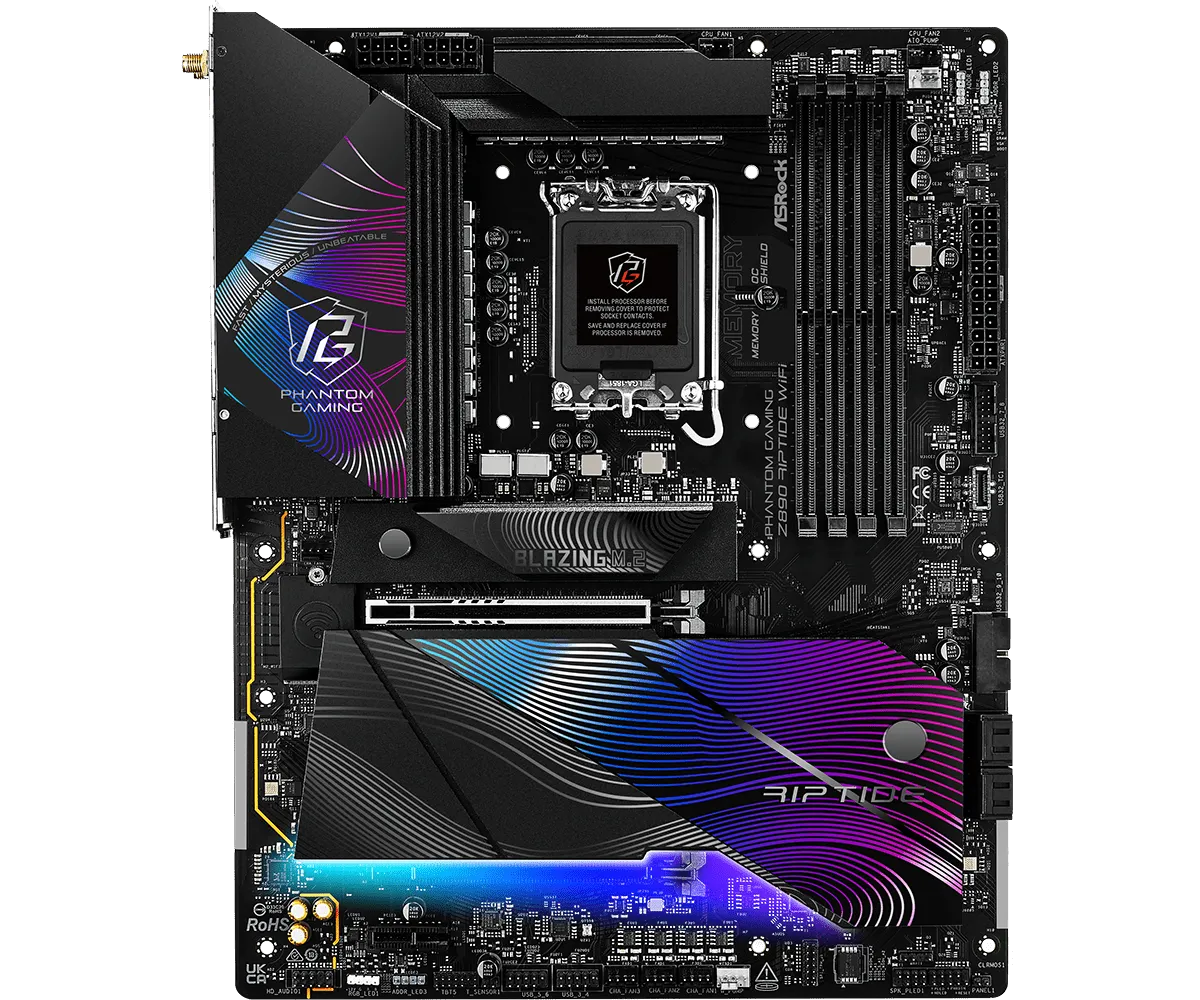 Материнская плата ASRock Z890 RIPTIDE WIFI [LGA 1851, Intel Z890, 4xDDR 5, 5xM.2, 2xPCI-E x16, Standard-ATX]