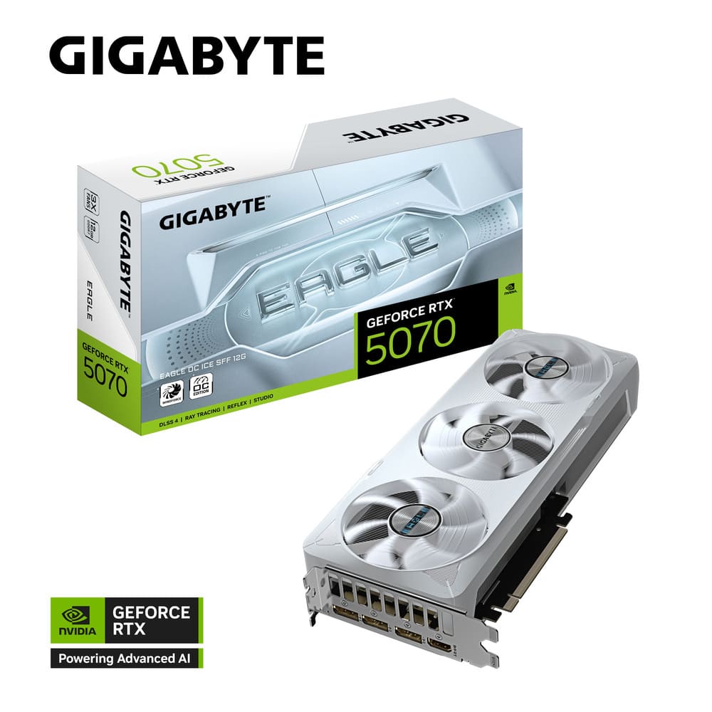 Видеокарта Gigabyte RTX 5070 Ti EAGLE OC ICE SFF 16G [16 ГБ, GDDR7, 256 бит, HDMI, DisplayPort (3 шт)]