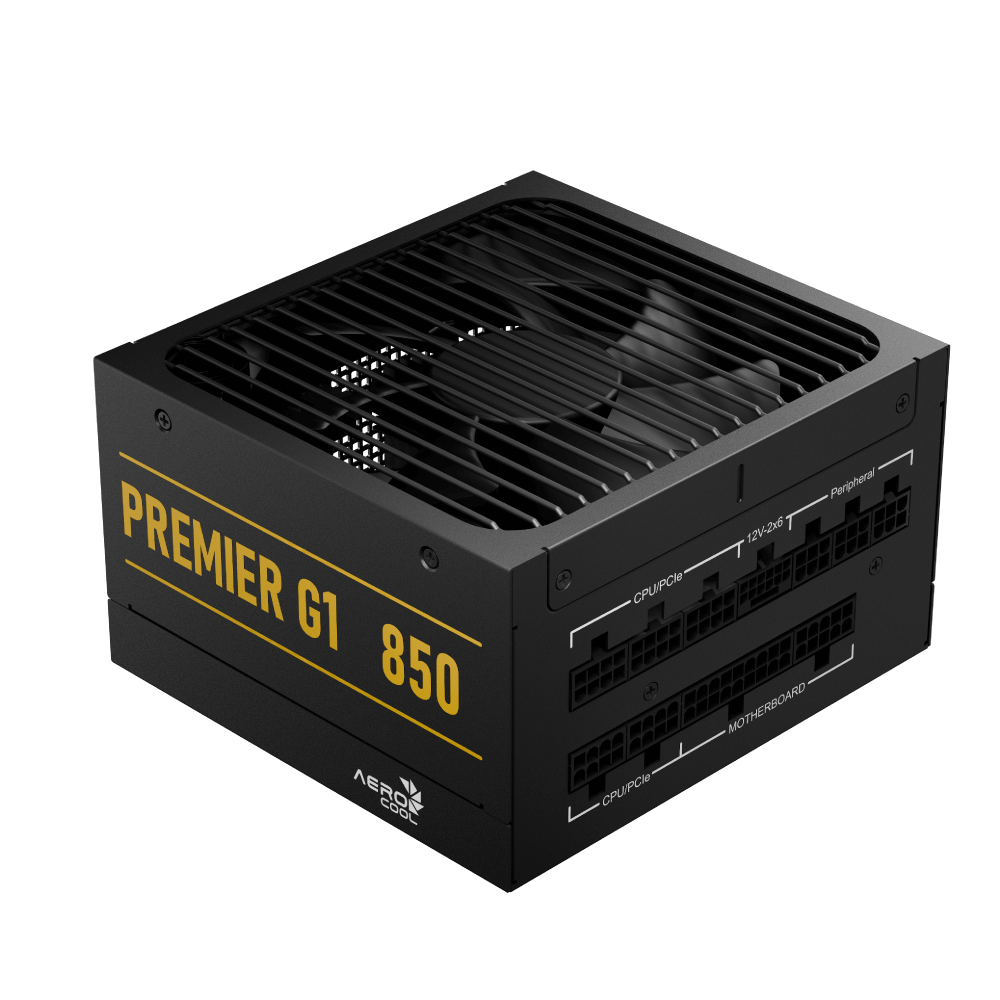 Блок питания AeroCool PREMIER G1 850 (ACPG-PR85FEC.71) [850 Вт, 80 PLUS Gold, 8x SATA, 1 x 16 pin (12VHPWR), 3 x 6+2 pin PCIe, 2x 4+4 pin CPU, ATX]