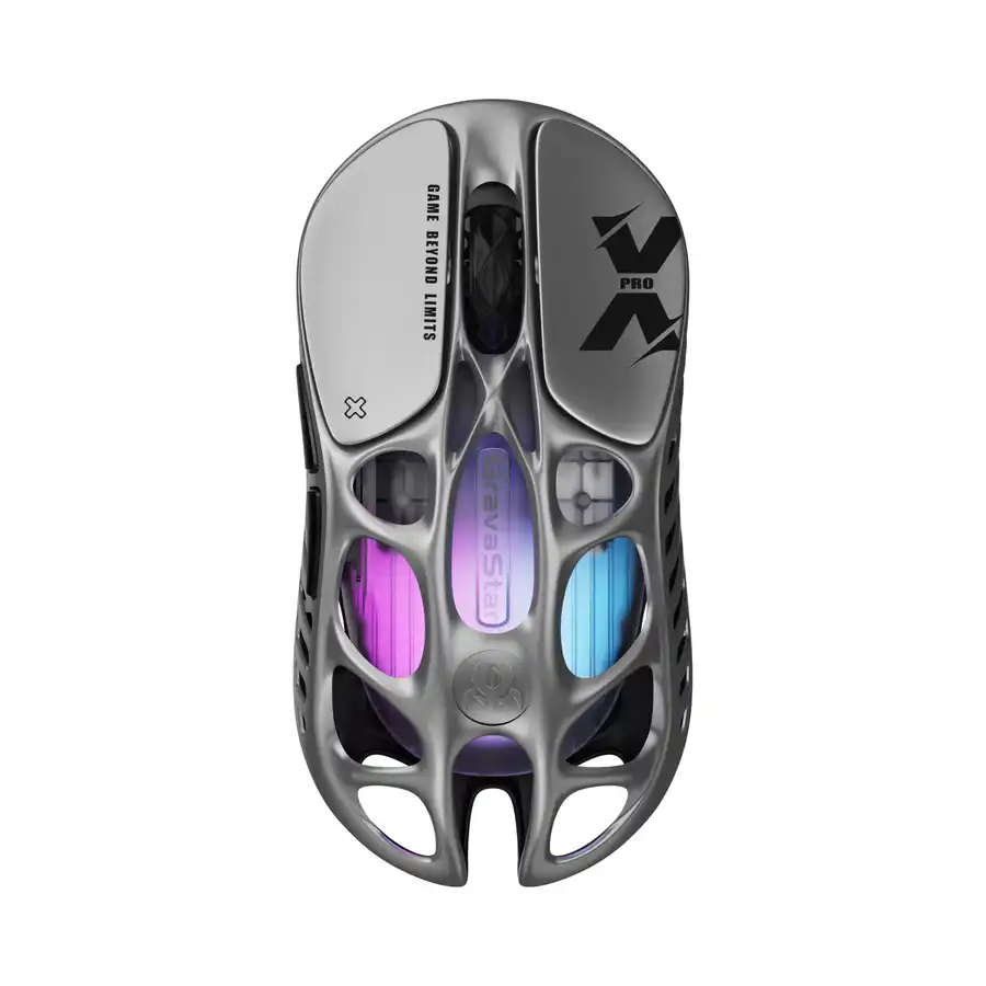 Мышь GravaStar Mercury X Pro 8K, Серый Mouse Wireless, BT/2.4GHz/cable, (PAW3950) 32000 dpi, 5 buttons,Silver