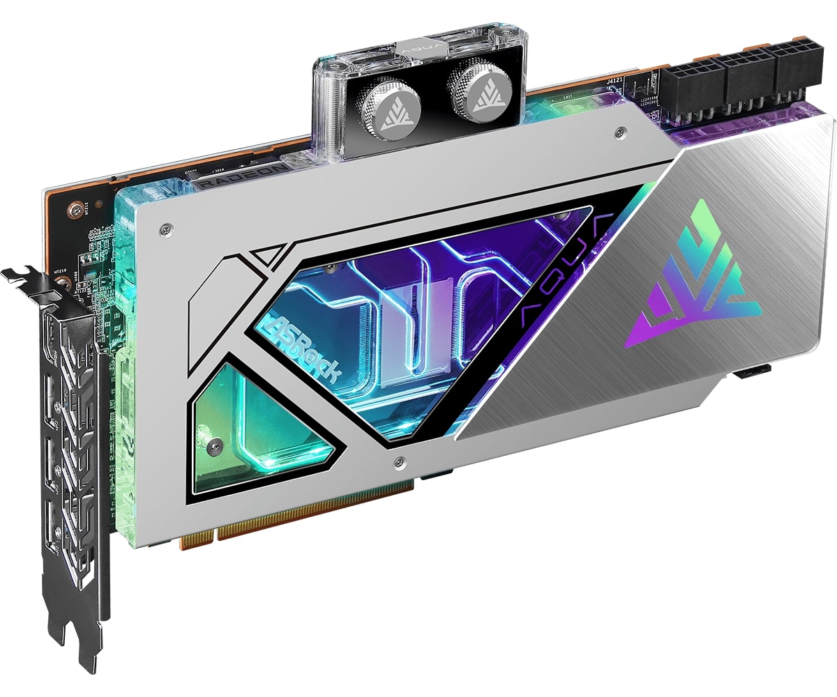 Видеокарта ASRock RADEON RX 7900 XTX AQUA OC (RX7900XTX AQ 24GO) [24 ГБ, GDDR6, 384 бит, 2510 МГц, 2680 МГц, HDMI, DisplayPort (3 шт)]