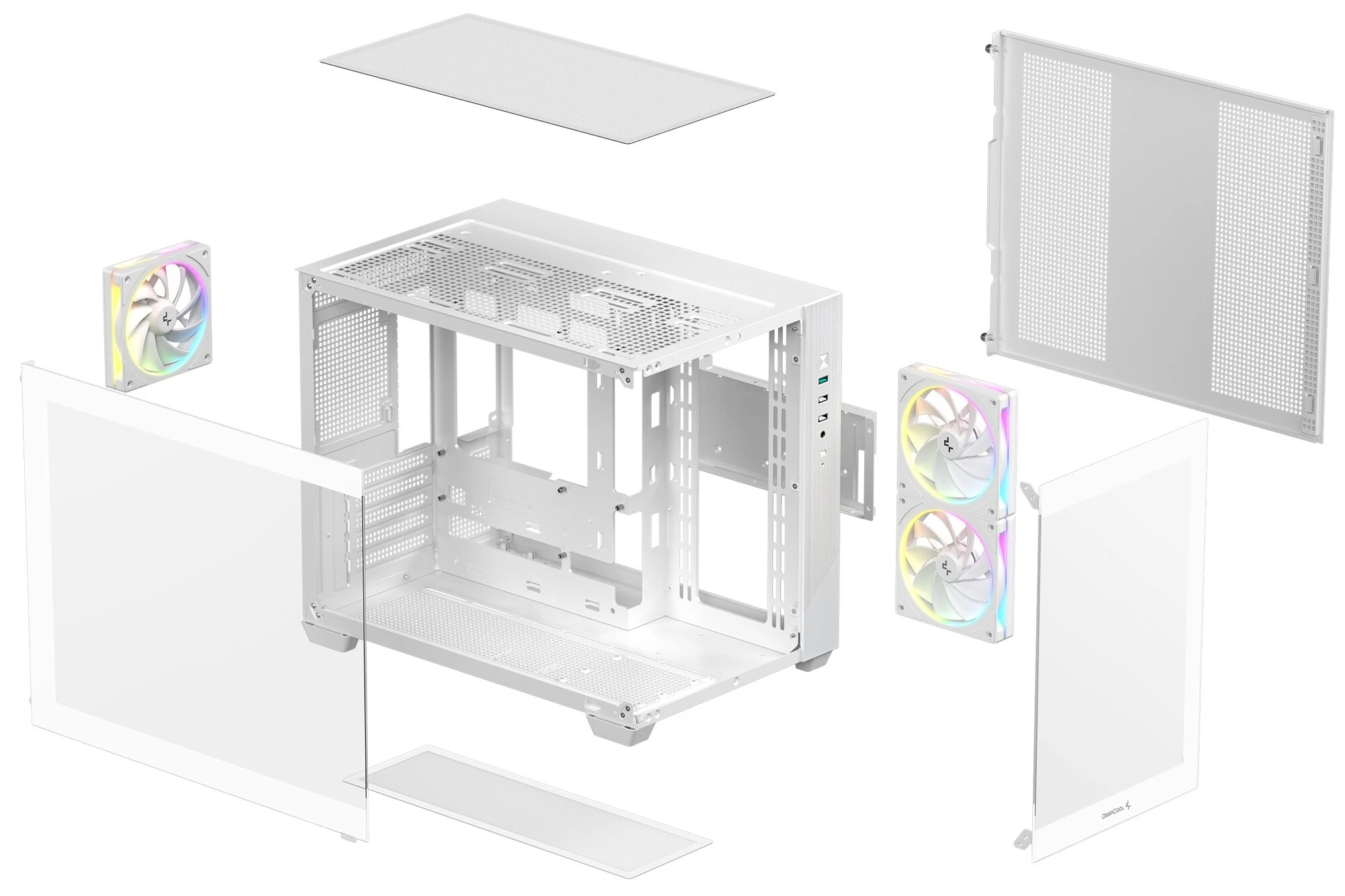 Корпус DeepCool CG330 3F WH (R-CG330-WHNGM3-G) [Mini Tower, 3 x 120 мм ARGB, Белый]