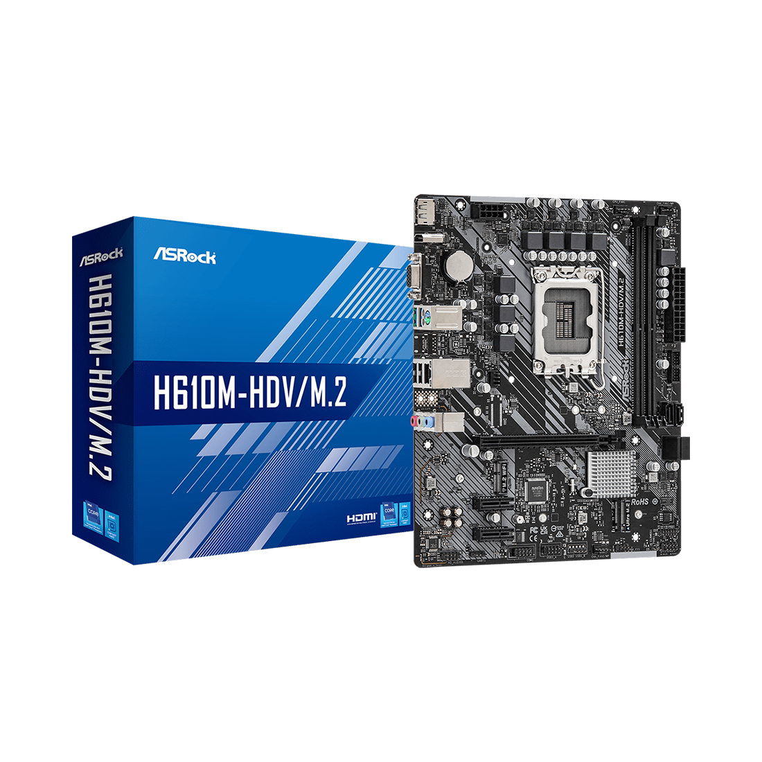 Материнская плата ASRock H610M-HDV/M.2 [LGA 1700, Intel H610, 2xDDR 4, 1xM.2, 1xPCI-E x16, Micro-ATX]