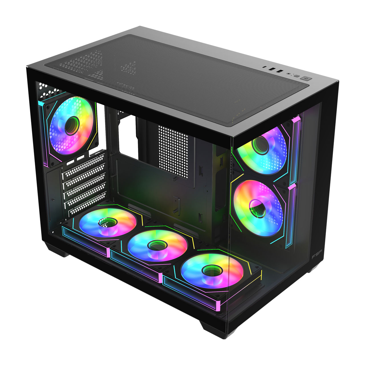 Корпус FSP S342-BA [Midi Tower, 6x 120 мм ARGB, черный]