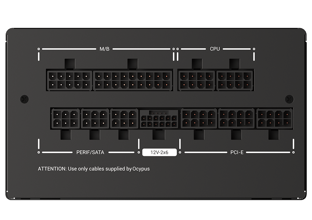 Блок питания Ocypus Iota P1200 (Iota-P1200-G1FFBK024X-EU) [1200 Вт, 80 PLUS Gold, 8x SATA, 1 x 16 pin (12VHPWR), 3 x 6+2 pin PCIe, 2x 4+4 pin CPU, ATX]