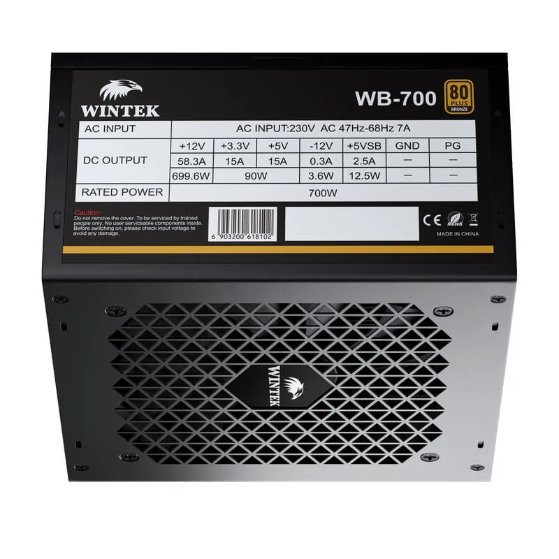 Блок питания Wintek WB-700 [700 Вт, 80 PLUS Bronze, 6x SATA, 2 x 6+2 pin PCIe, 1x 4+4 pin CPU, ATX]