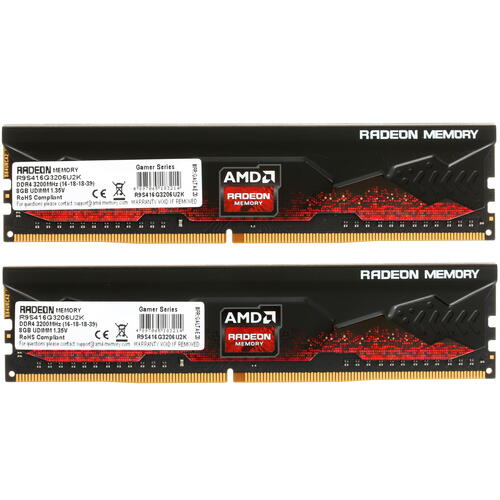 Модуль памяти AMD Radeon R9, R9S416G3206U2K [16 ГБ DDR 4, 3200 МГц, 1.35 В]