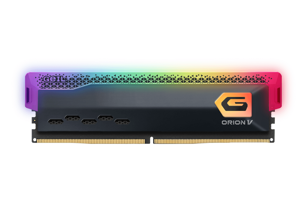 Комплект оперативной памяти Geil ORION V RGB AMD Edition Titanium Grey (GOSG416GB3200C16BDC) [16 ГБ, DDR 4, 3200 МГц, подсветка, KIT]