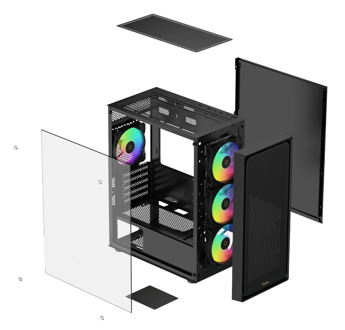 Корпус Ocypus Gamma C50 BK ARGB (Gamma-C50-BKG400XX-GL) [Mini Tower, 4 x 120 мм, черный]