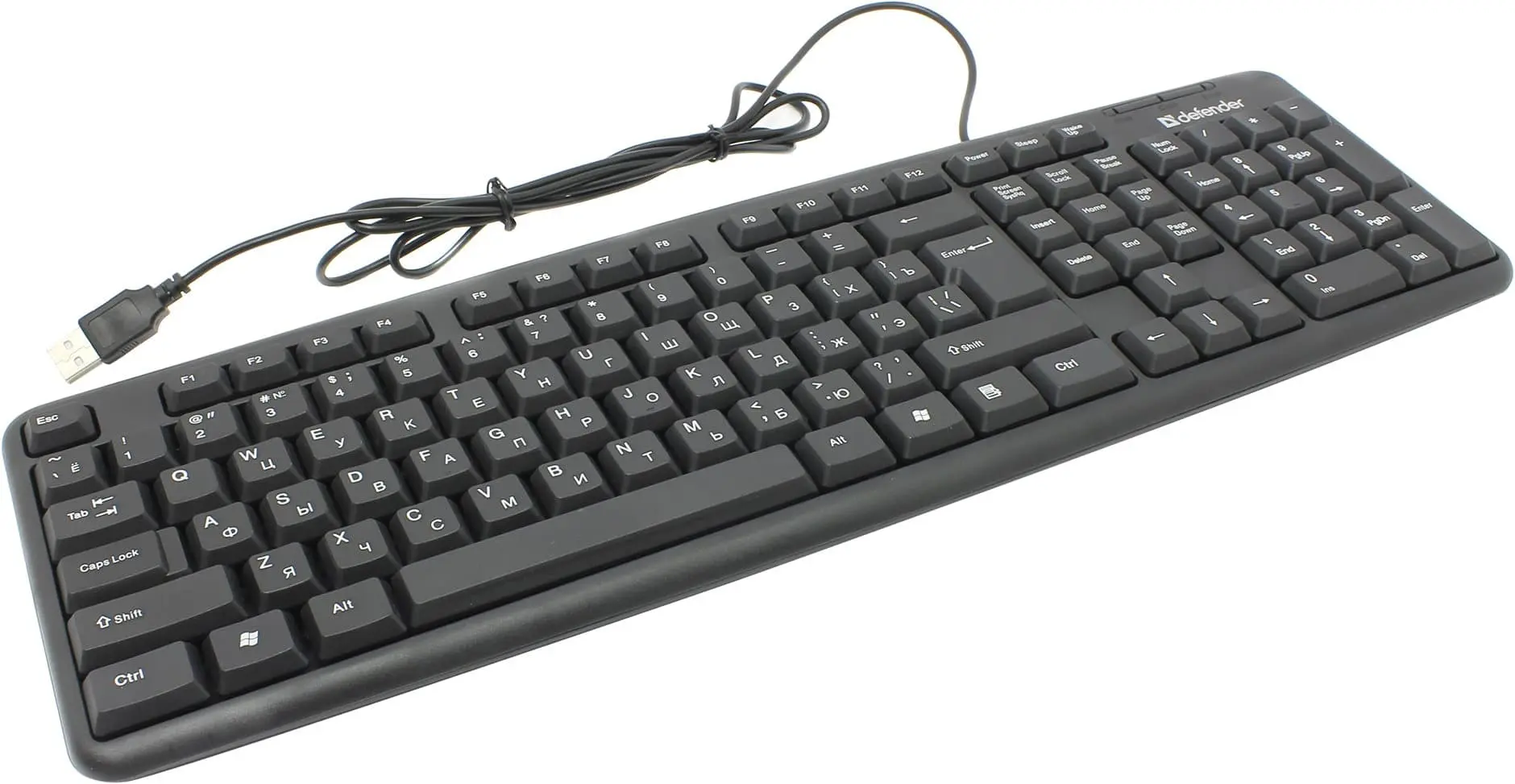 Клавиатура Defender Element HB-520B (45522) [Мембранная, проводная, клавиш - 104, черная]