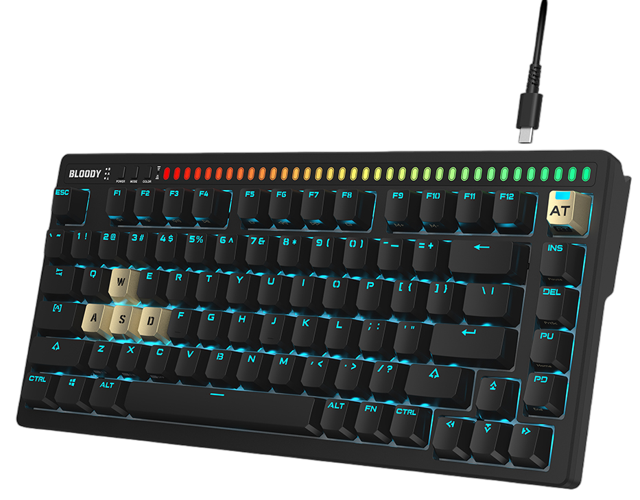Клавиатура Bloody AT75 [механическая, проводная, RGB подсветка, Optical switches, черная]