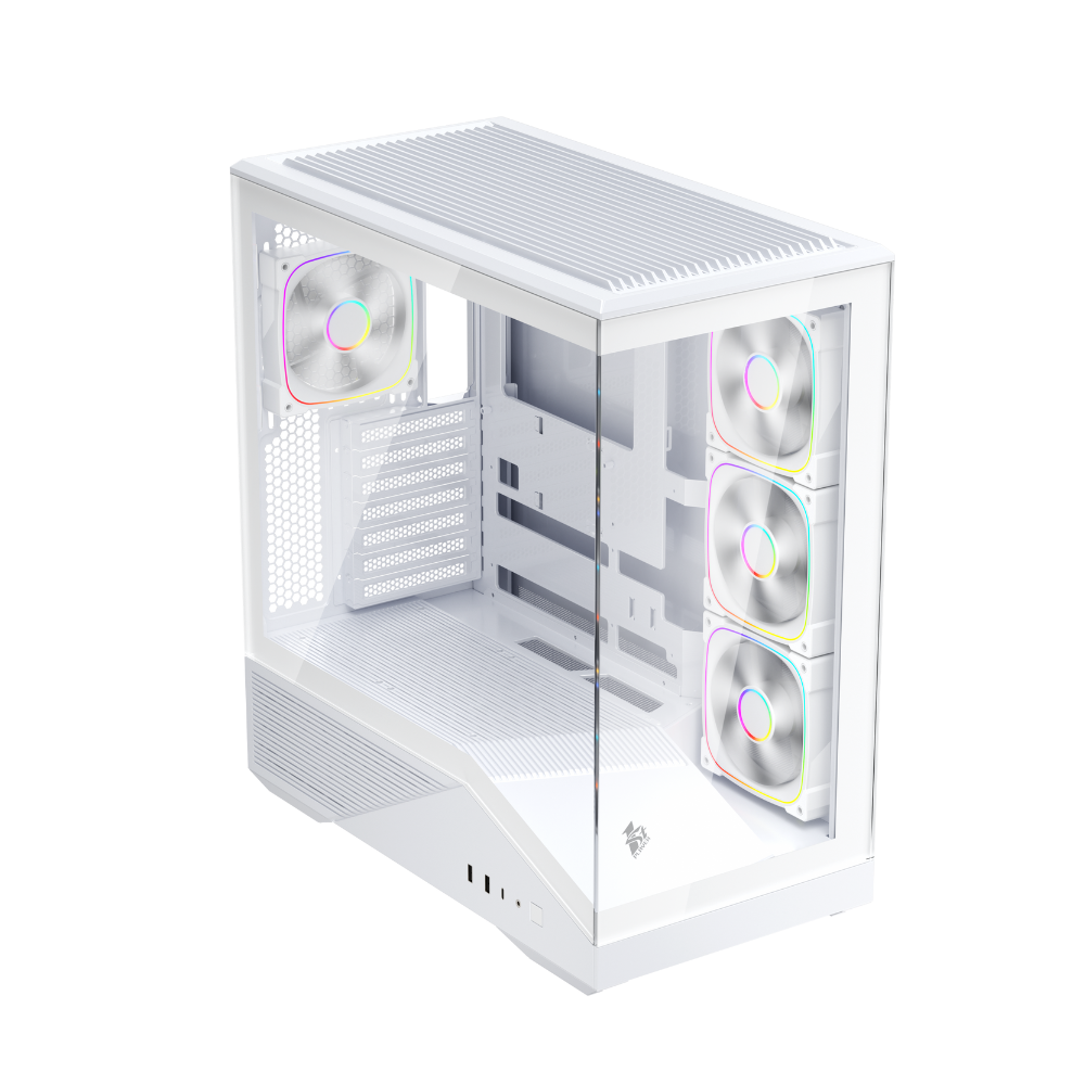 Корпус 1stPlayer FIREBASE GM7 (GM7-WH-3FN7R-W-1FN7-W) [Midi Tower, 4 x 120 мм, белый]