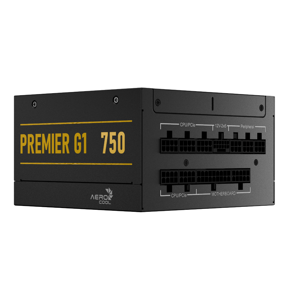 Блок питания AeroCool PREMIER G1 750 (ACPG-PR75FEC.71) [750 Вт, 80 PLUS Gold, 8x SATA, 1 x 16 pin (12VHPWR), 2 x 6+2 pin PCIe, 2x 4+4 pin CPU, ATX]