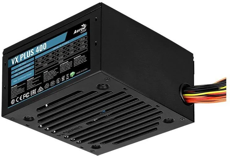Блок питания AeroCool VX PLUS 400 [400 Вт, 2x SATA, 1x 6 pin PCIe, 1x 4+4 pin CPU]