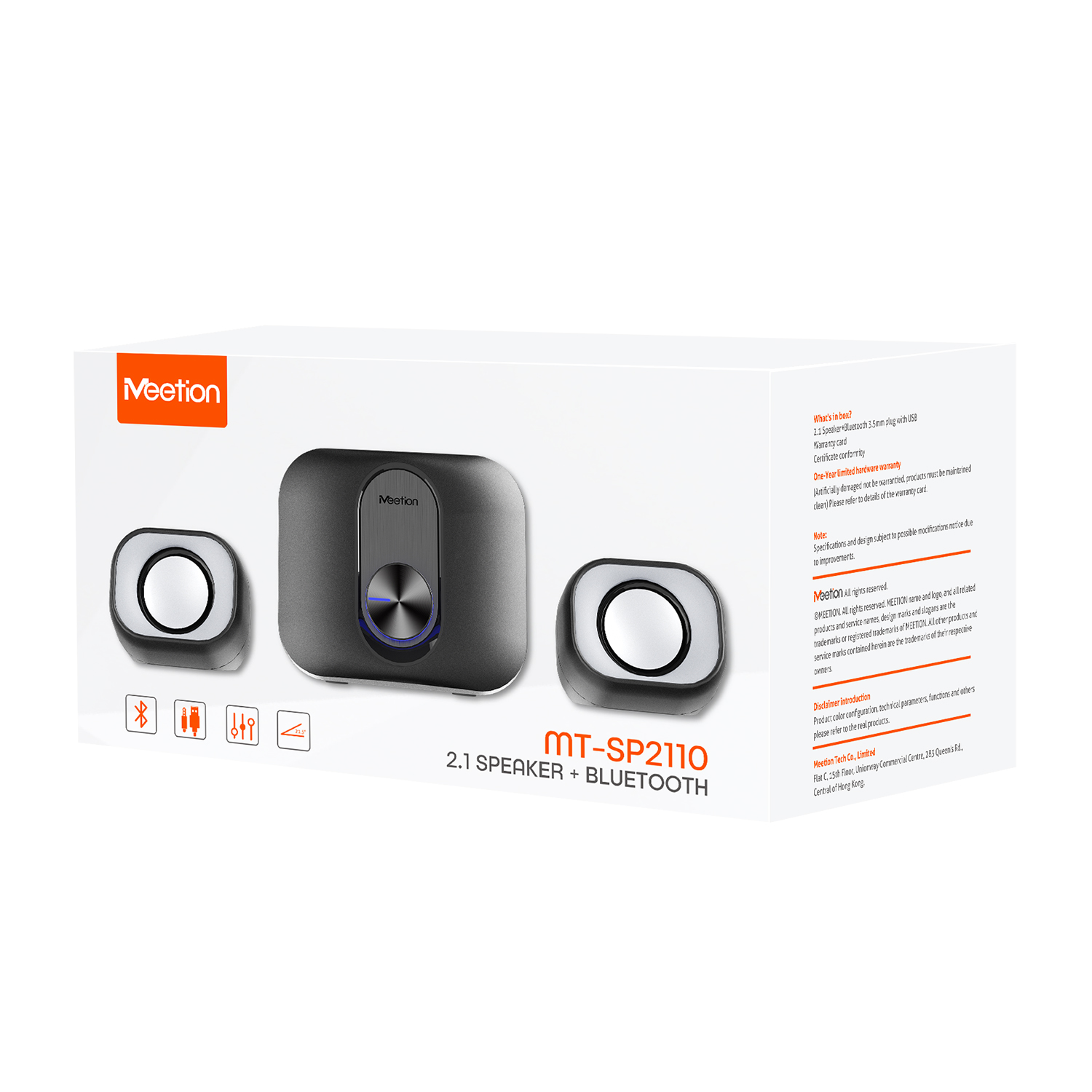 Акустическая система Meetion MT-SP2110BT Black, Черный SPK active 5W*2, BT/USB/3.5
