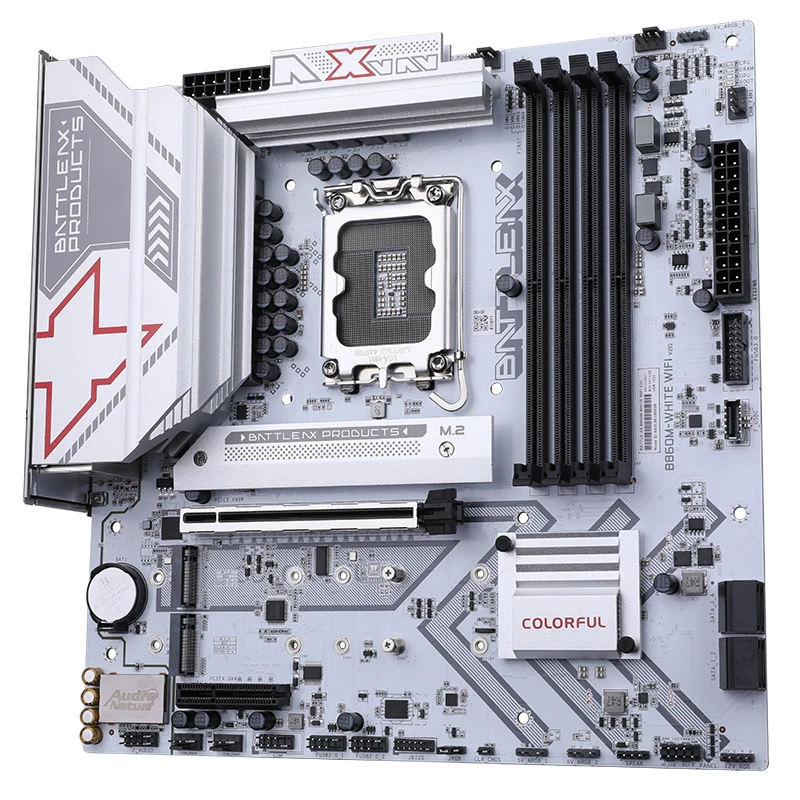 Материнская плата Colorful BATTLE-AX B860M-WHITE V20 [LGA 1851, Intel B860, 4xDDR5, 3xM.2, 1xPCI-E x16, Micro-ATX]