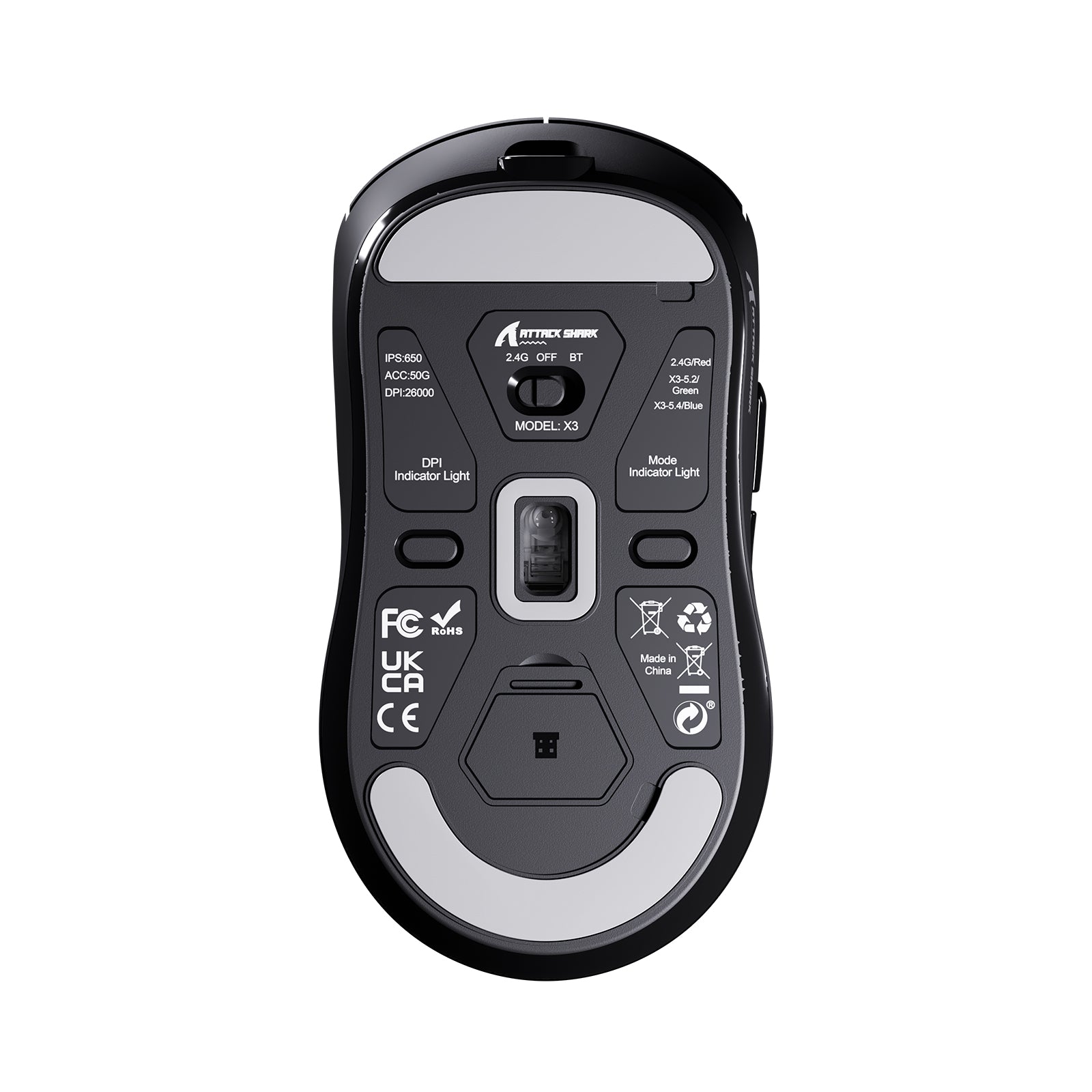 Мышь Attack Shark X3 (X3 Black) [беспроводная, светодиодная, 26000 DPI, 1000 Гц, черная]