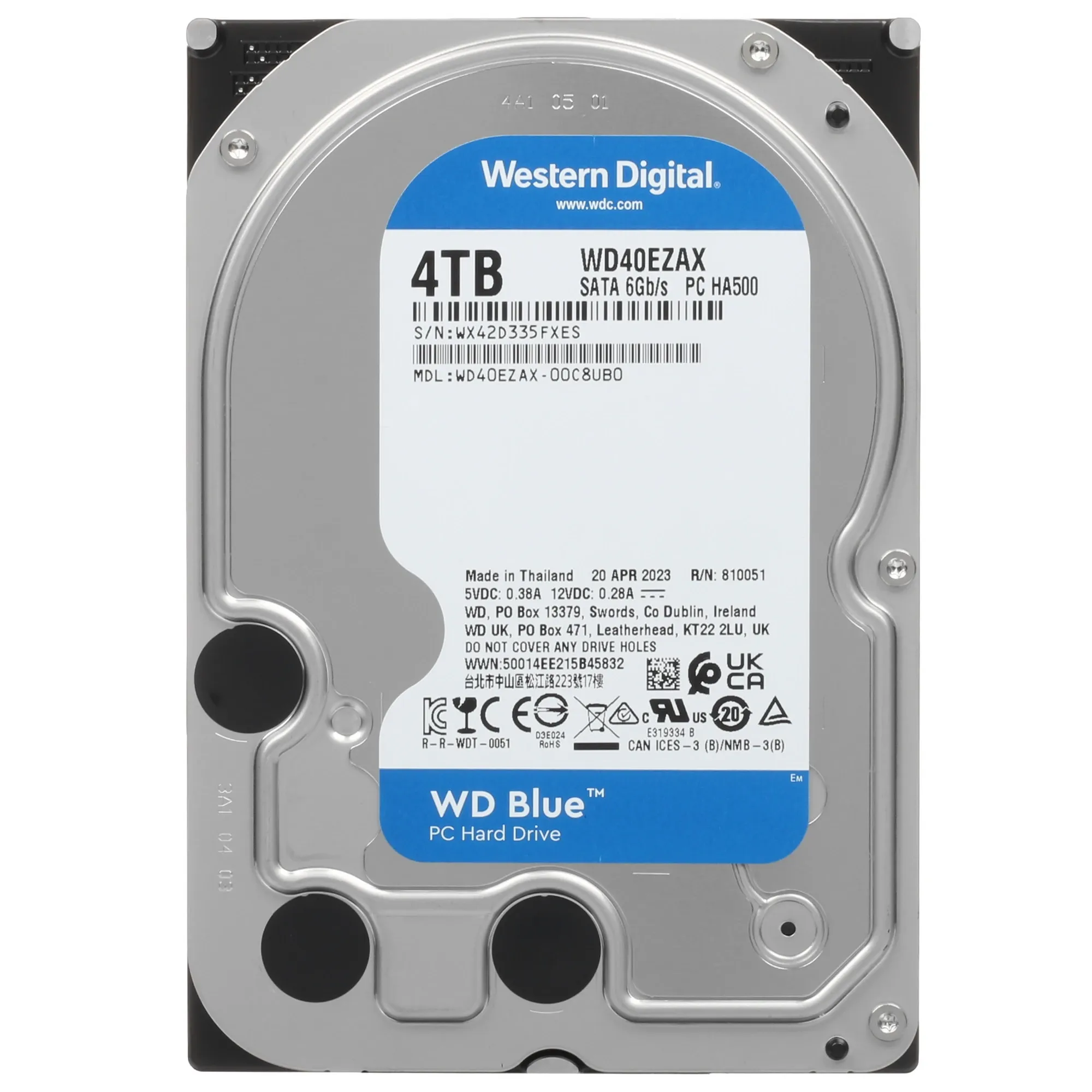Жесткий диск Western Digital Blue (WD40EZAX) [4 ТБ, 3.5", SATA III, 5400 об./мин, кэш - 256 МБ, для ПК]