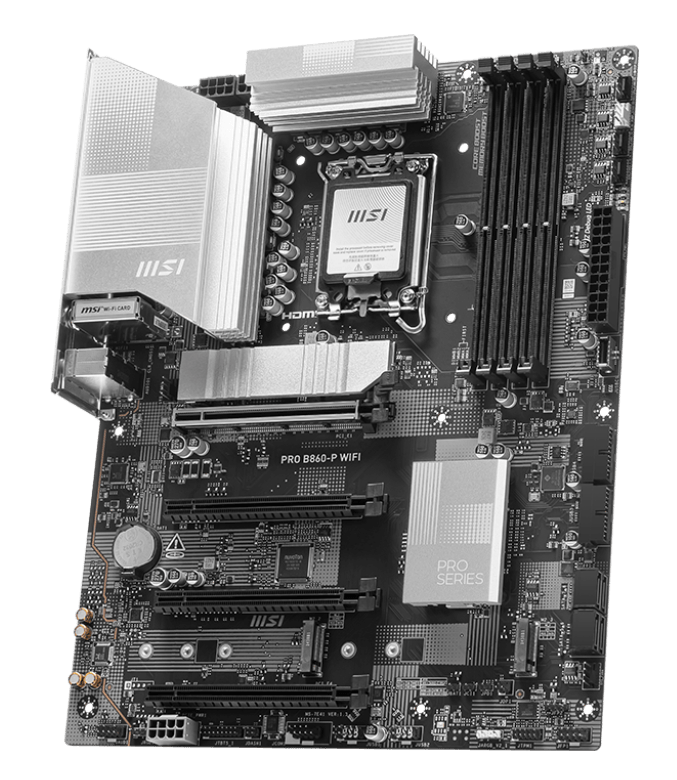 Материнская плата MSI PRO B860-P WIFI [LGA 1851, Intel B860, 4xDDR 5, 3xM.2, 4xPCI-E x16, Standard-ATX]
