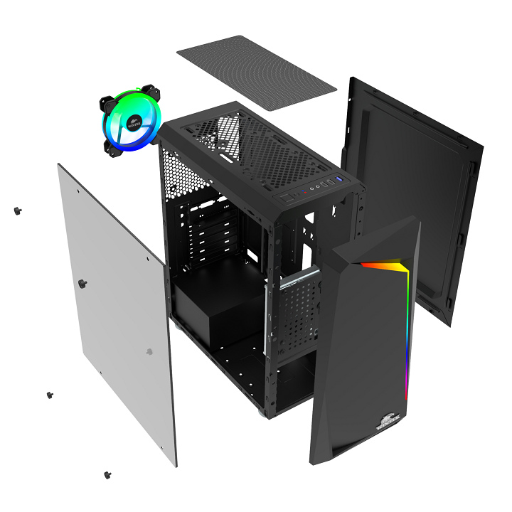 Корпус Wintek Crystal D533-B TG [Midi Tower, 1 x 120 мм, Черный]