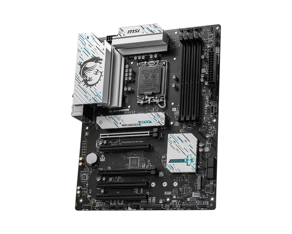 Материнская плата MSI B760 GAMING PLUS WIFI DDR4 [LGA 1700, Intel B760, 4xDDR 4, 2xM.2, 5xPCI-E x16, Standard-ATX]