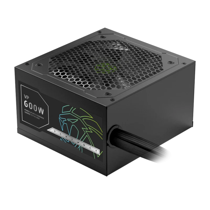 Блок питания GameMax VP 600S (2124-0600R0003) [600 Вт, 80 PLUS Standart, 2x SATA, 1x 6+2 pin, 1 x 16 pin (12VHPWR) PCIe, 1x 4+4 pin CPU, ATX]