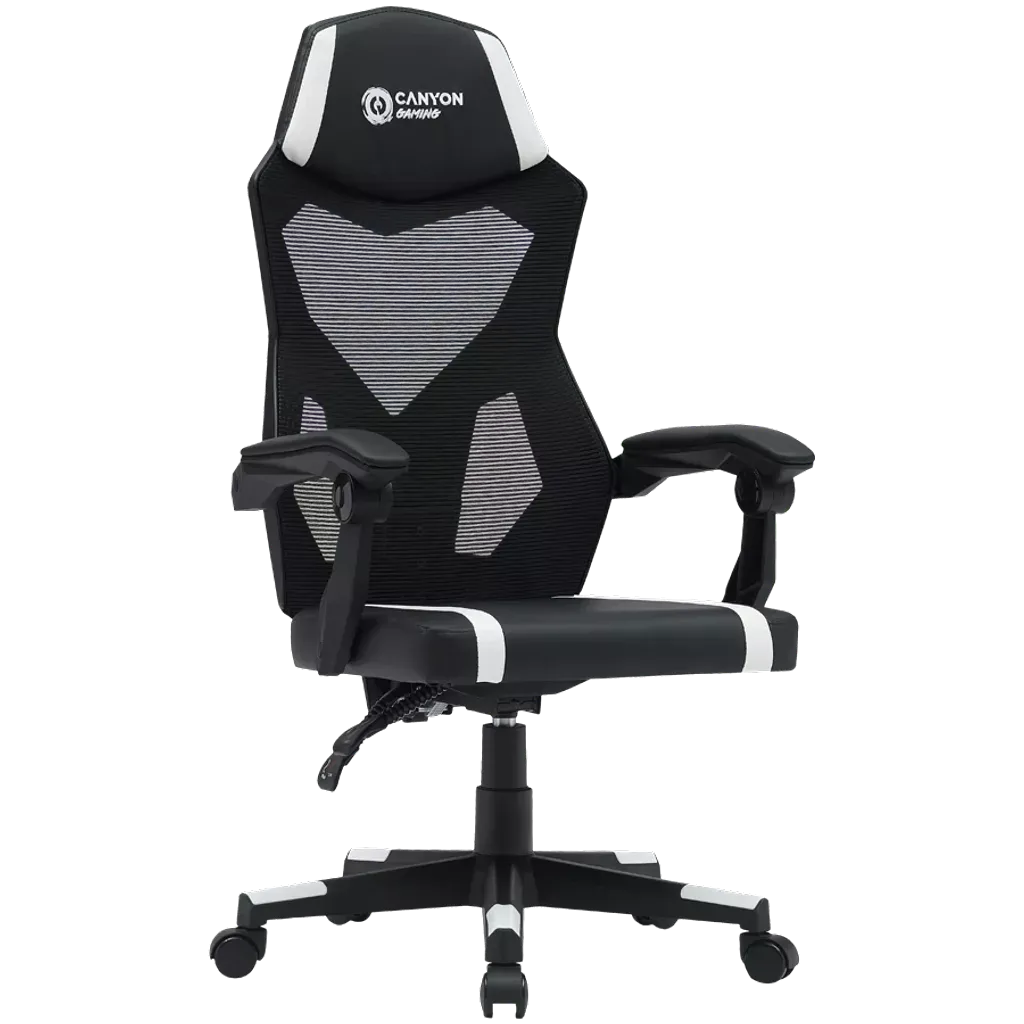 Игровое кресло CANYON gaming chair Flow MCH01 Mesh (CNE-MCH01W) черный / белый