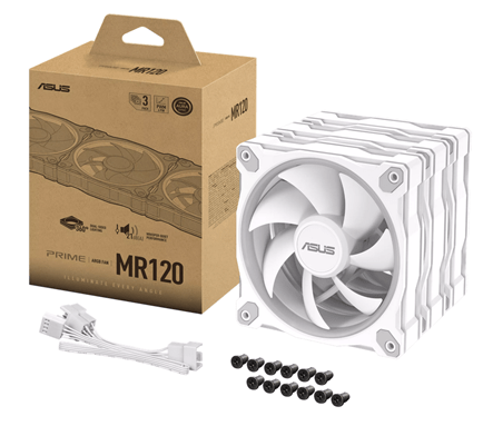 Комплект вентиляторов для корпуса Asus PRIME MR120 FAN ARGB WHITE [120 мм, 1600 об/мин, 58 CFM, 23 dB, PWM]